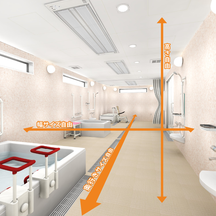 介護ゆとりっくす 介護用オーダーメイドユニットバス システムバス 浴槽 商品ラインナップ ダイワ化成株式会社
