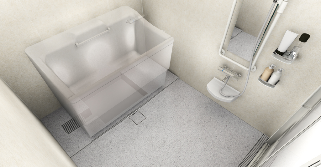 座位入浴 ａｄｌ入浴 浴槽エプロンスライド式 プランの提案 パンジーi設置対応 プラン ゆとりけあベーシック 介護用ユニットバス 規格サイズ システムバス 浴槽 商品ラインナップ ダイワ化成株式会社